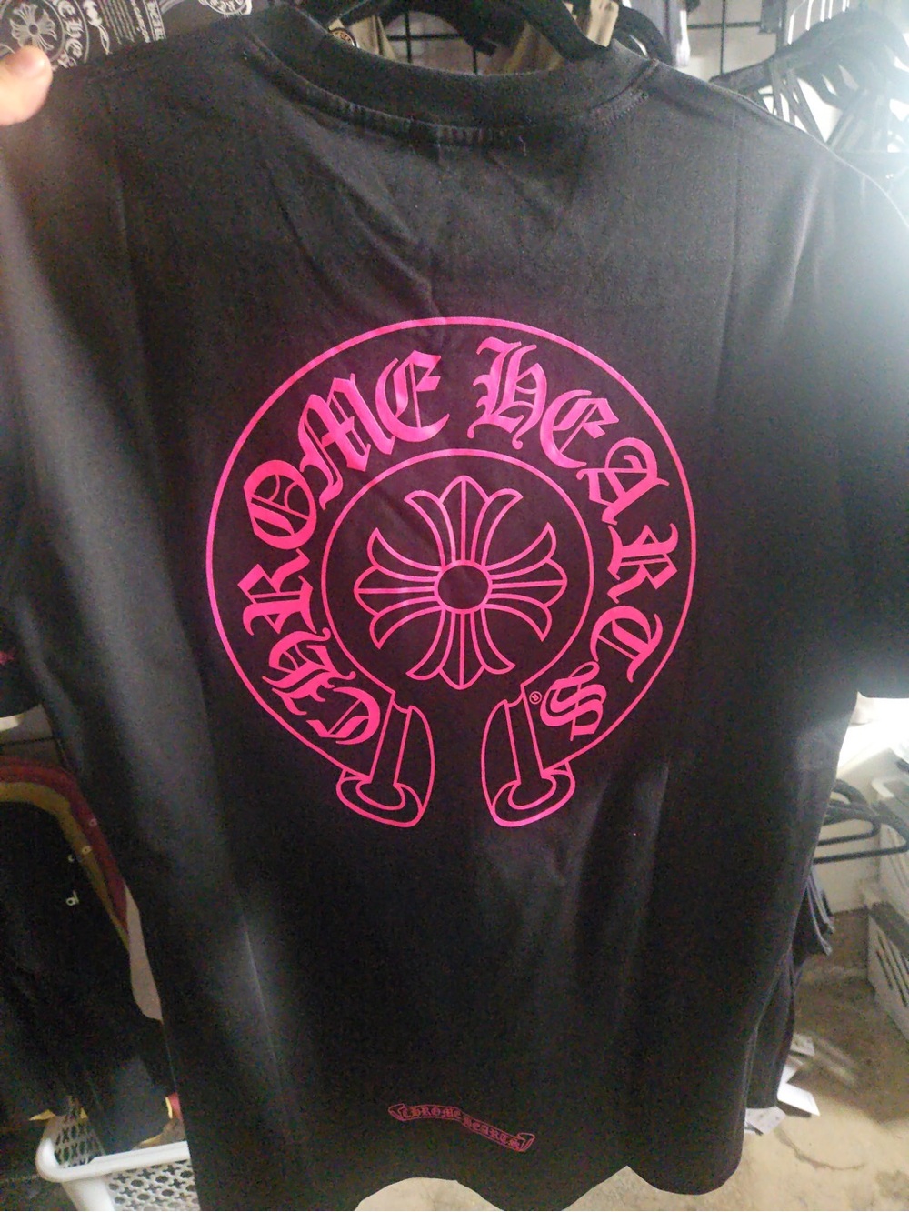 Chrome Hearts men’s s m l xl Black Tee Hot Pink Back Graphic horseshoe shirt 🧲 - Picture 3 of 4